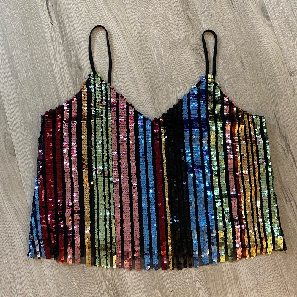 Madison & Berkeley Rainbow Sequin Top
